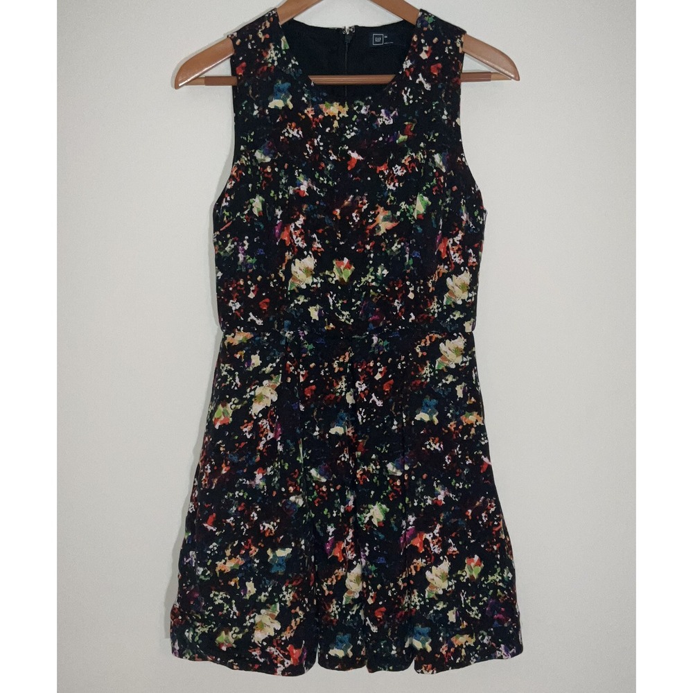 Whimsigoth Mini Dress Paint Splatter Floral Size 4 Artsy Indie Romantic Goth Fun